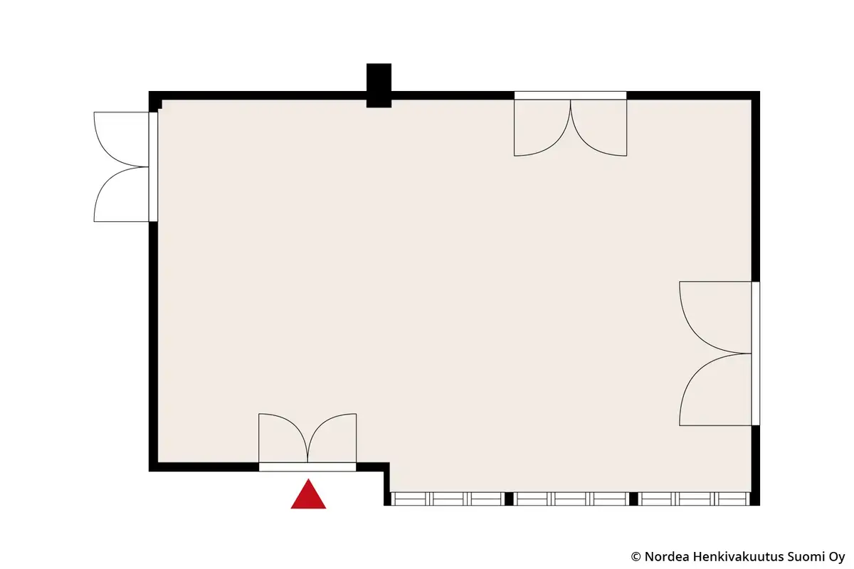 Hitsaajankatu 4, Helsinki, kellarikerroksen 55 m2 toimtilan pohjakuva.