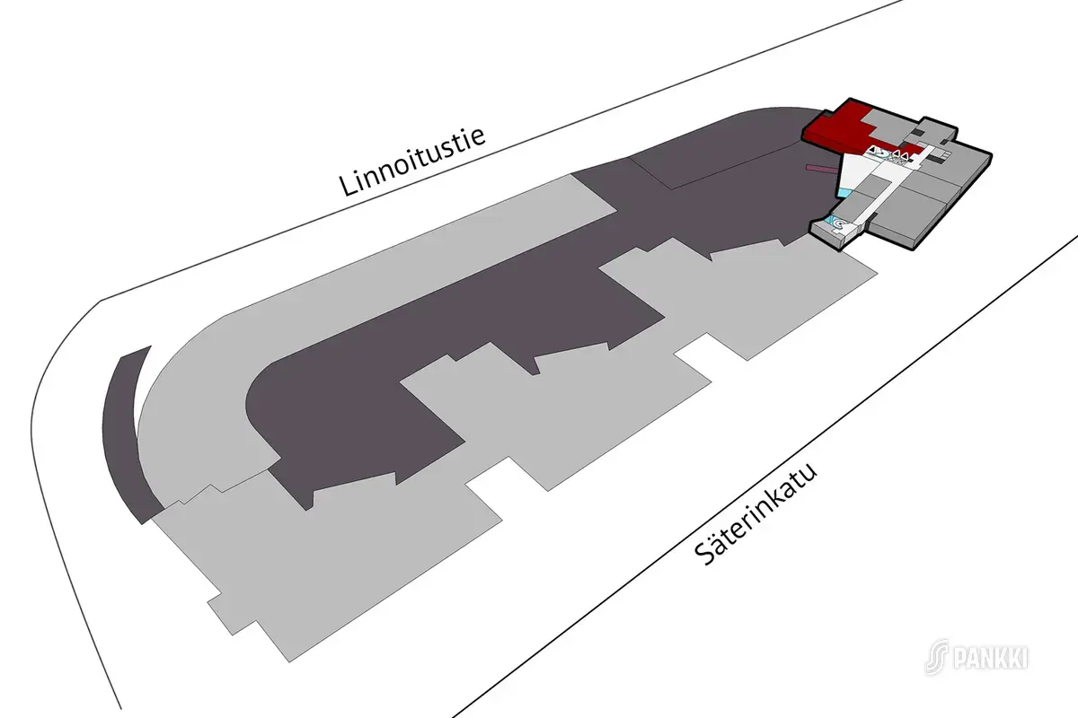 Espoon Linnoitustie 2A, 2. kerroksen 218 m2 toimitilan sijaintikuva.