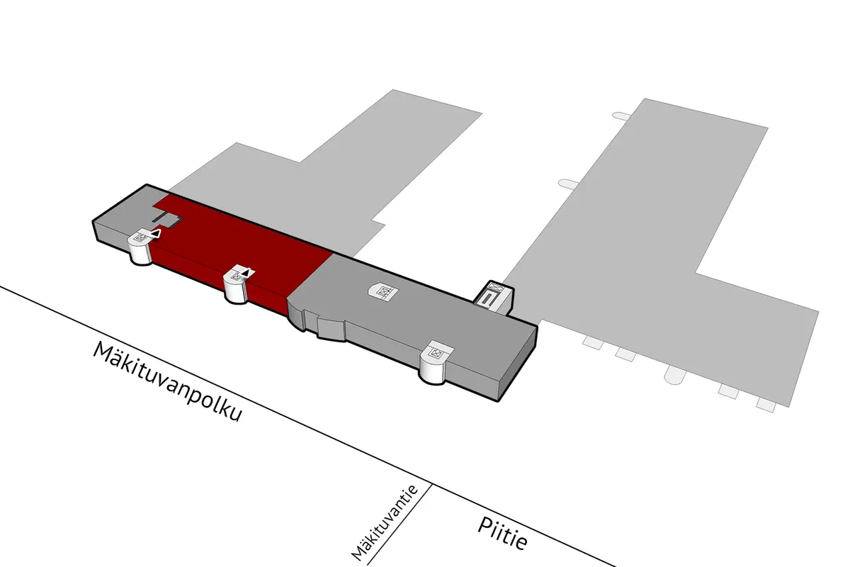 Autoprintin 3. kerroksen 761 m² toimitilan sijaintikuva kiinteistössä.