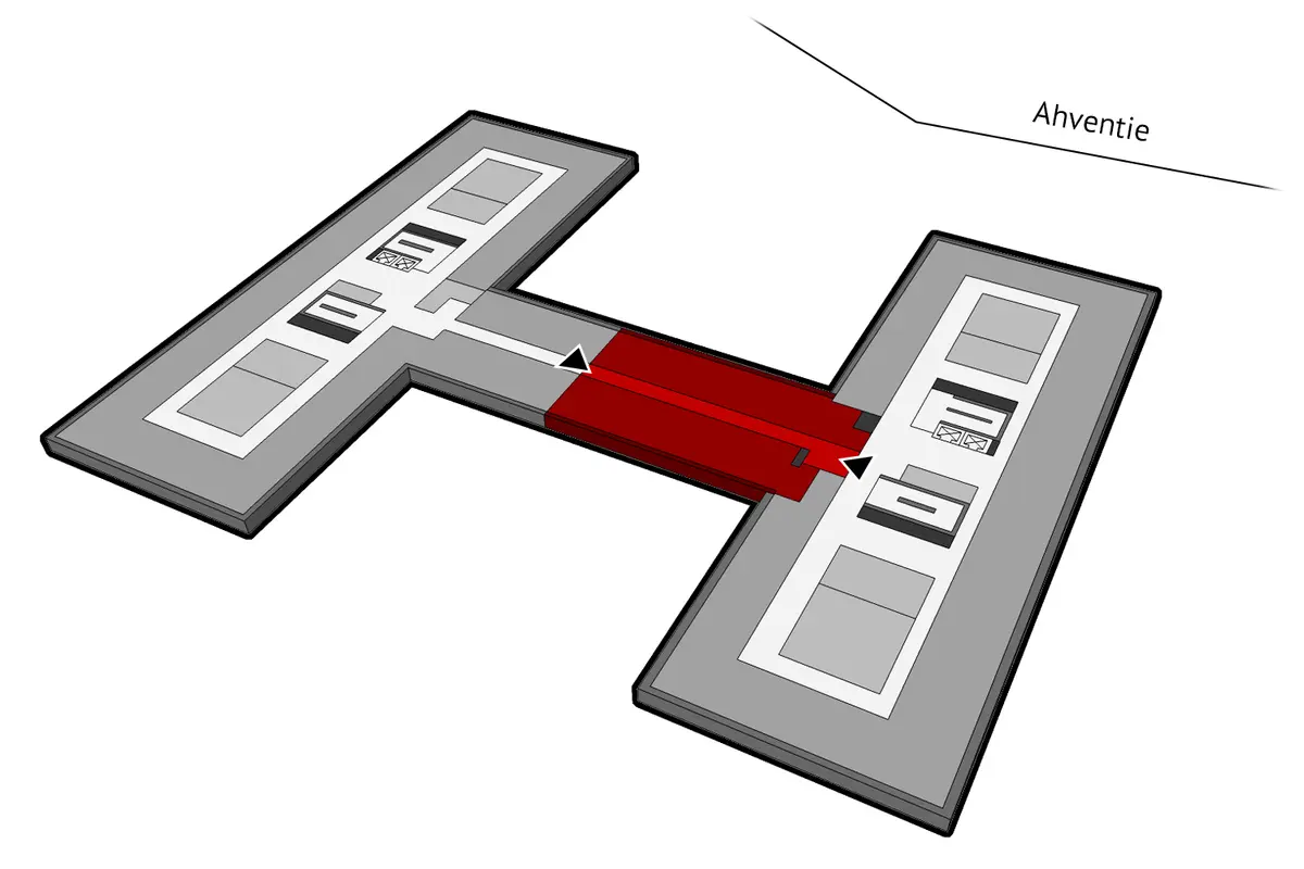 Ahti Business Parkin 5. kerroksen 245 m2 toimitilan sijaintikuva.