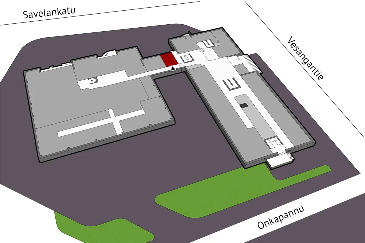 Jyväskylän Onkapannu 2:n 1. kerroksen 22 m2 toimitilan sijaintikuva.