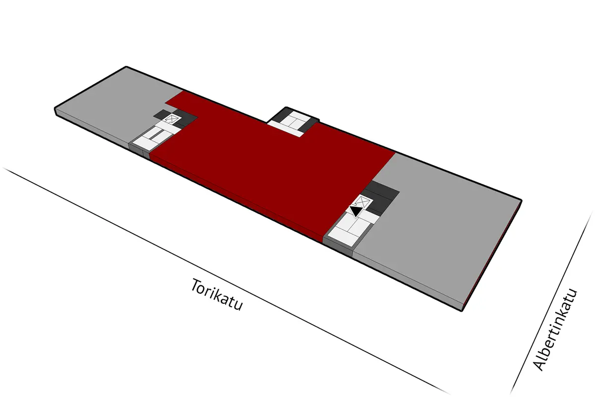 Oulun Torikatu 21-23 4. kerroksen 403 m2 toimitilan sijaintikuva.