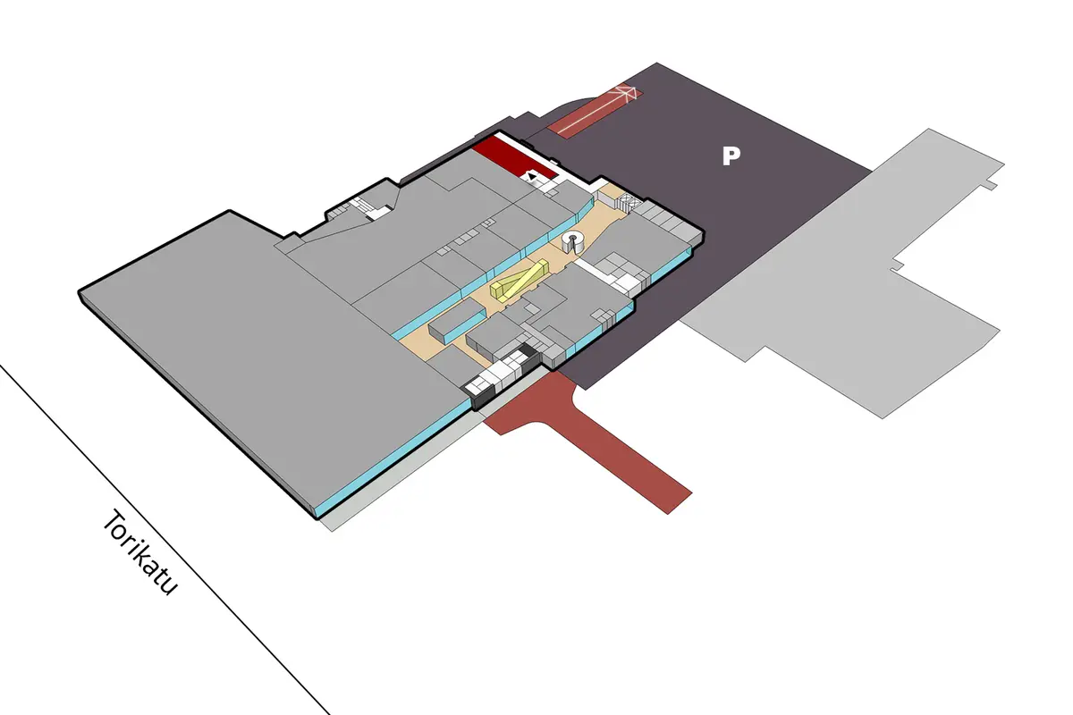 Hyvinkään Torikatu 7, pohjakerroksen 100m2 toimitilan sijaintikuva.
