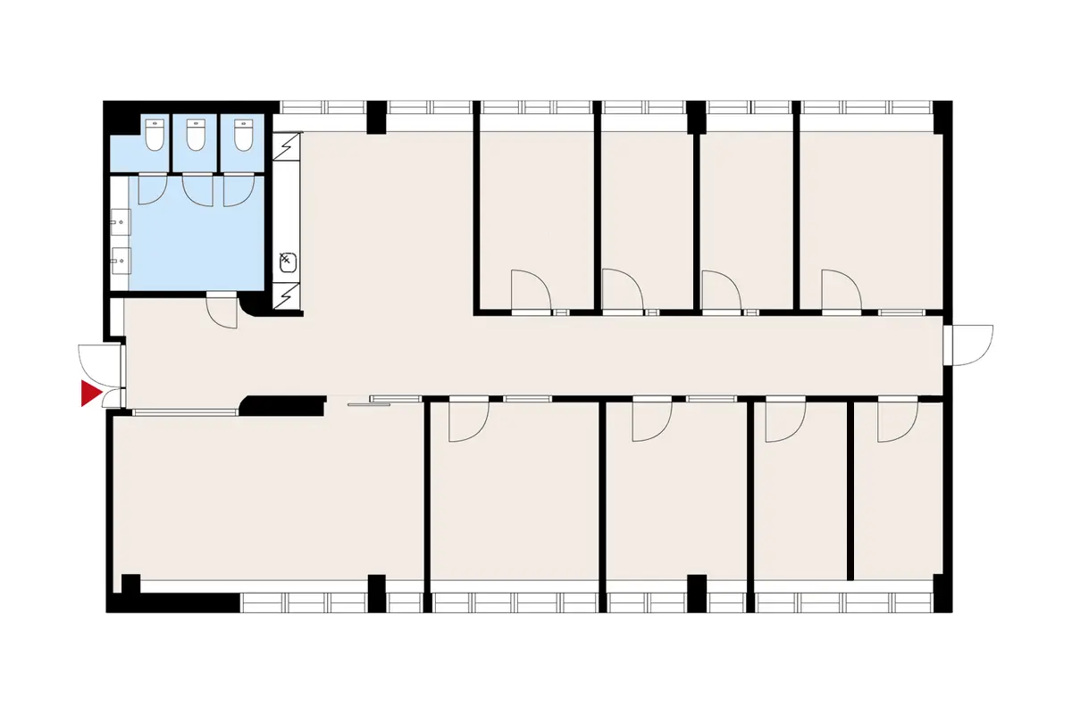 Jyväskylän Yliopistonkatu 28 toisen kerroksen 154 m² toimitilan pohjakuva 