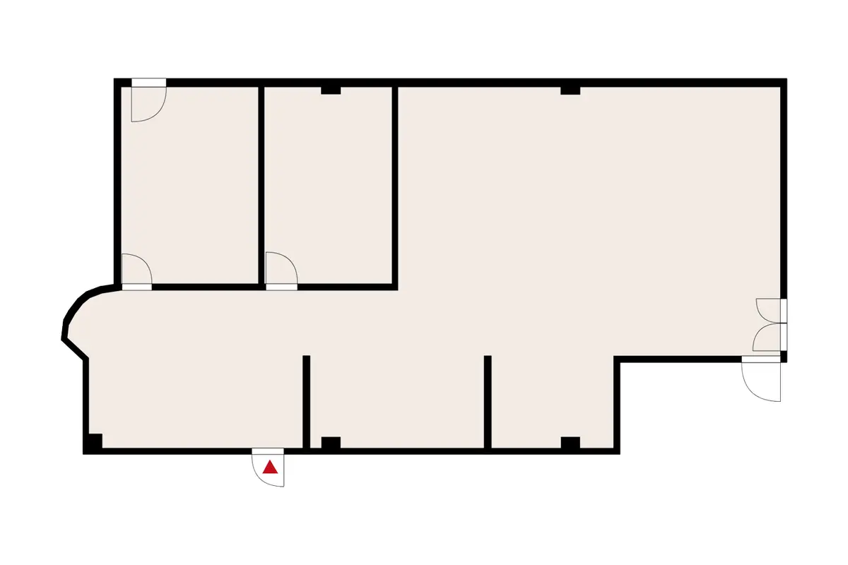 Radiomiehenkatu 3, Turku, 2. kerroksen 165 m2 toimitilan pohjakuva.