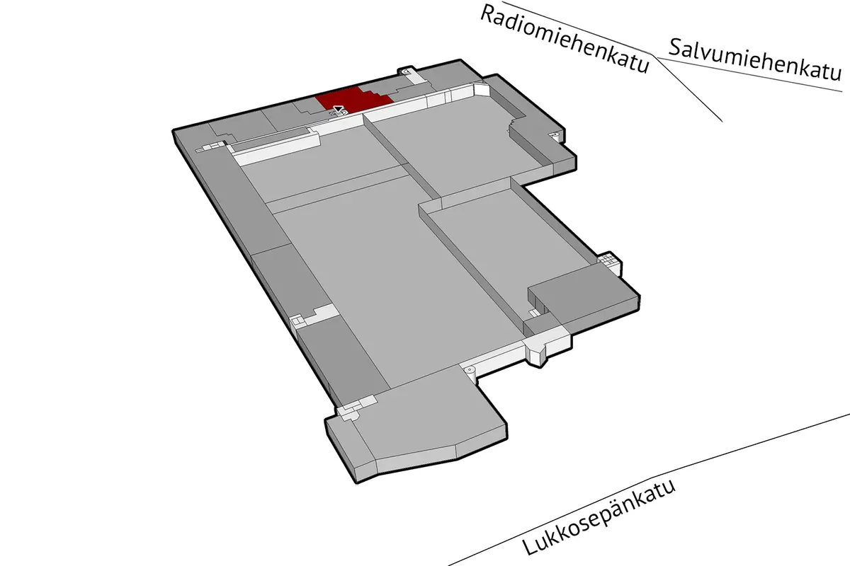 Turun Radiomiehenkatu 3, 2. kerroksen 306 m2 toimitilan sijaintikuva.