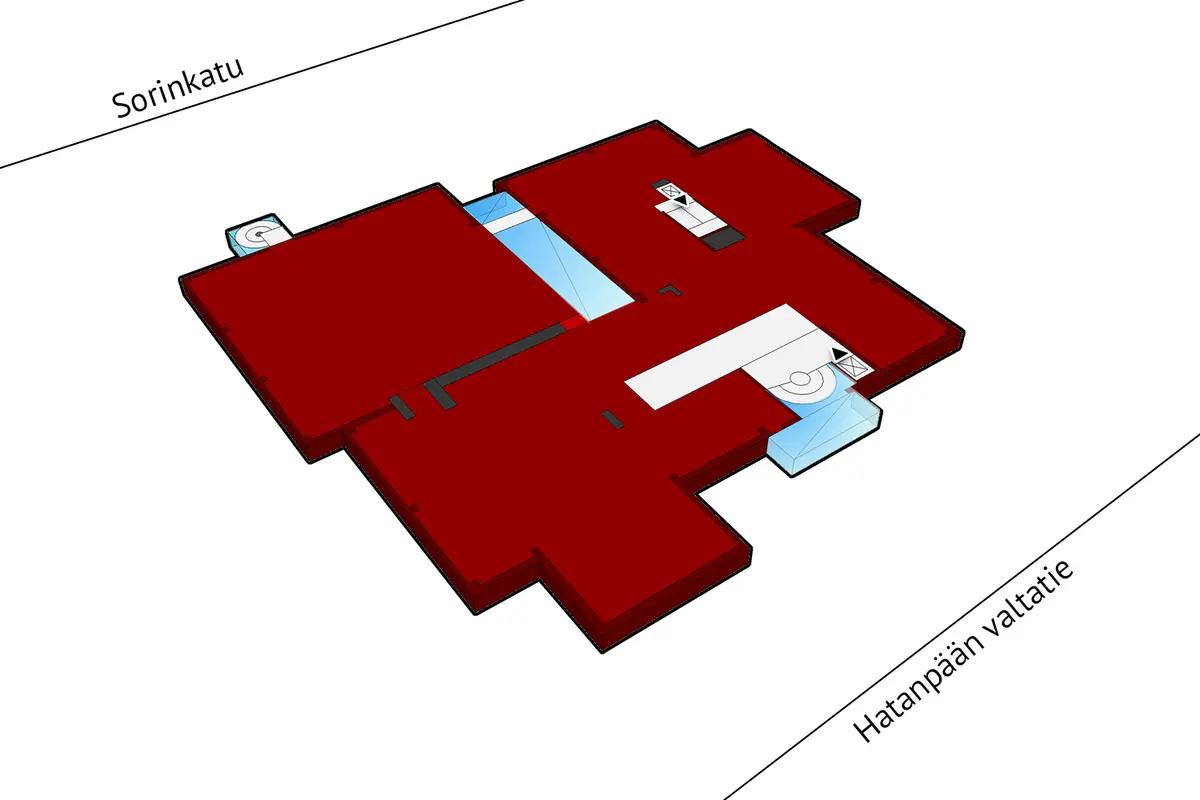 Planritning över lokalerna på Hatanpään valtatie 18, Tampere (Ratina)