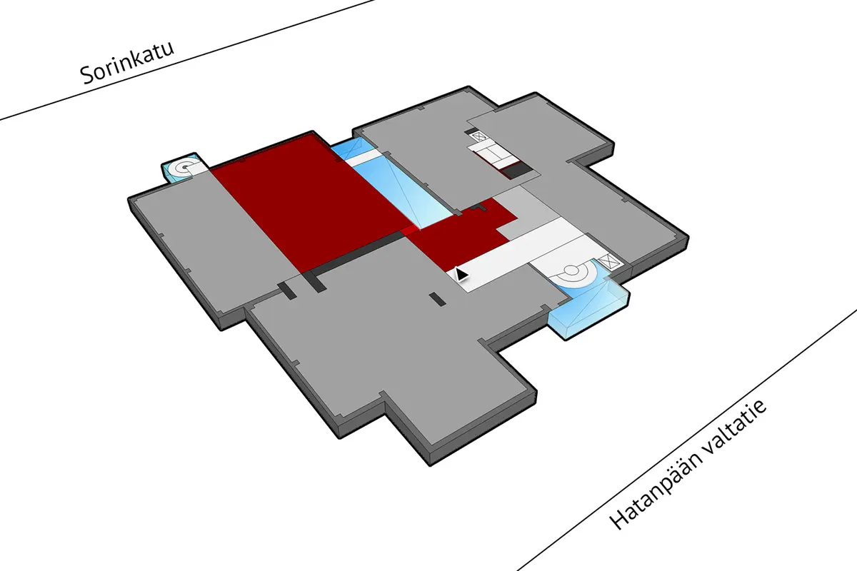 Planritning över lokalerna på Hatanpään valtatie 18, Tampere (Ratina)