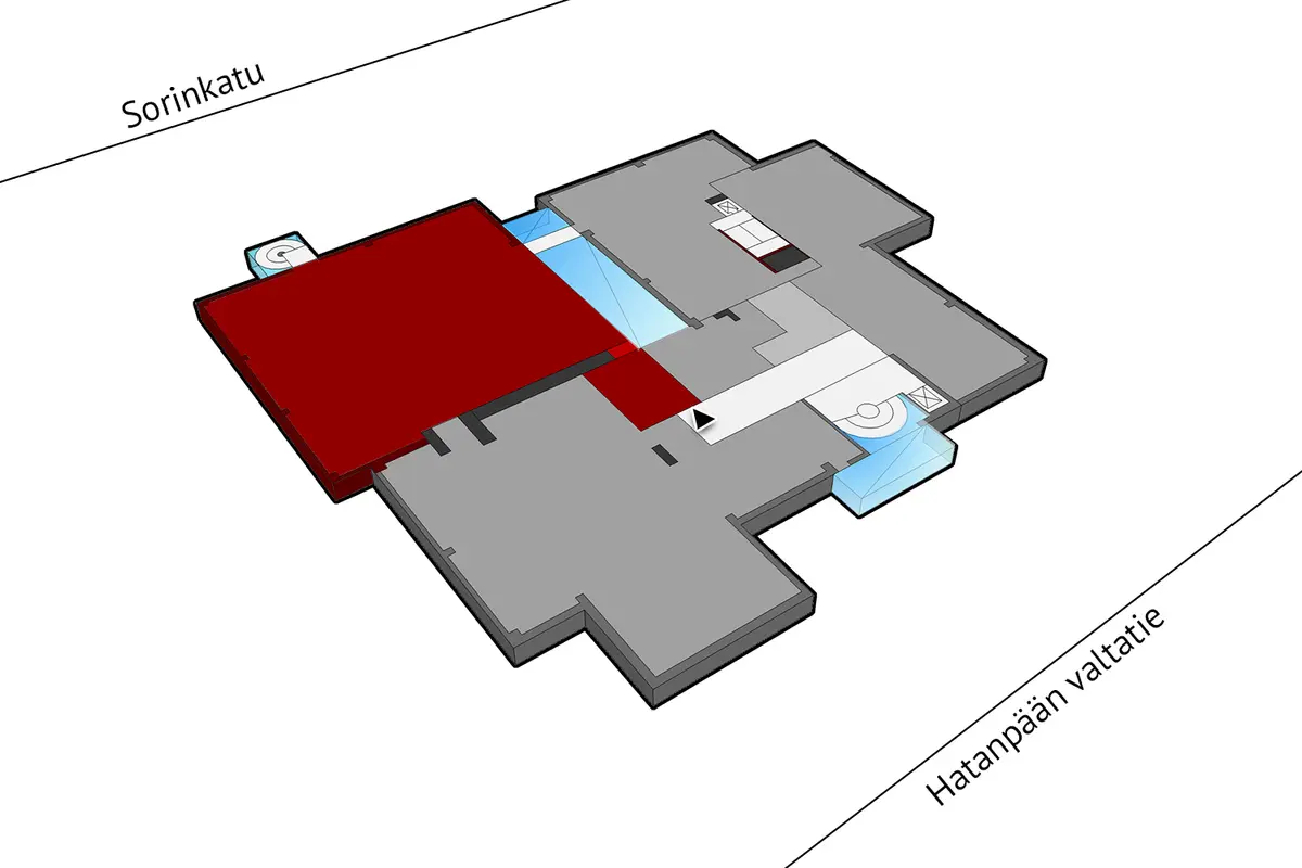 Planritning över lokalerna på Hatanpään valtatie 18, Tampere (Ratina)