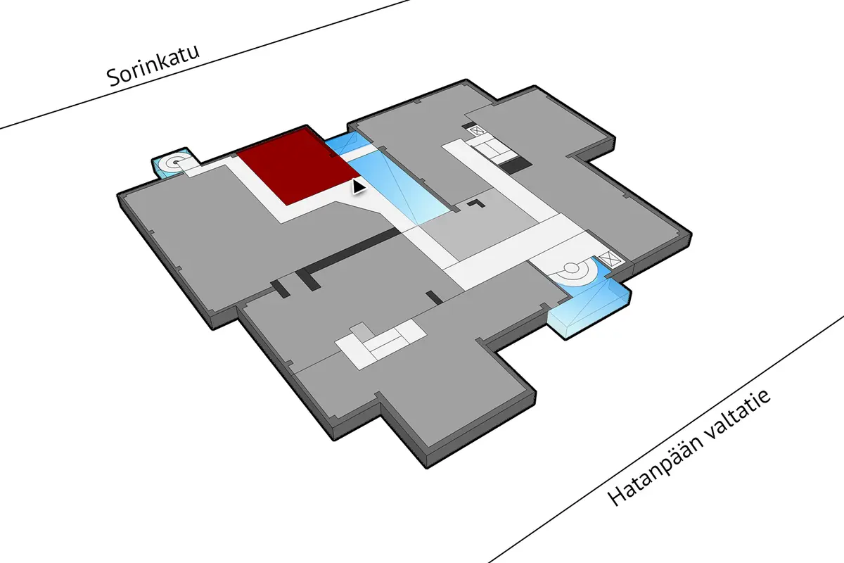 Planritning över lokalerna på Hatanpään valtatie 18, Tampere (Ratina)