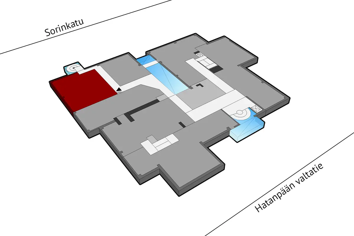 Planritning över lokalerna på Hatanpään valtatie 18, Tampere (Ratina)