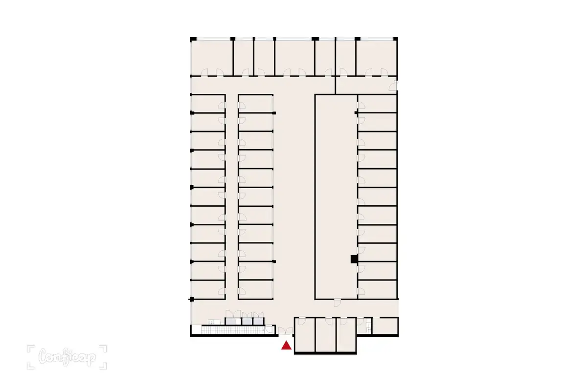 Tikkurilantie 10, Vantaa. 1 kerroksen 1293,5 m2 toimitilan pohjakuva.