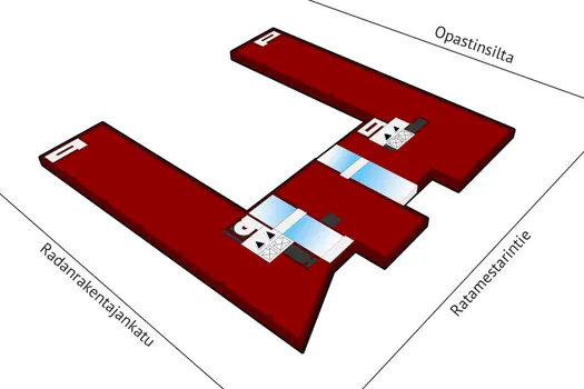 Kuva toimitilan julkisivusta osoitteessa Ratamestarinkatu 7a, Helsinki (Pasila)