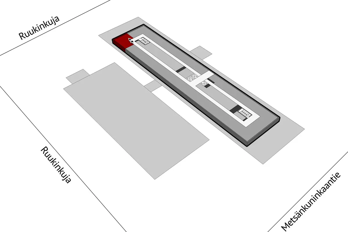 Floor plan of the premises at Metsänkuninkaantie 3, Oulu (Hiironen)