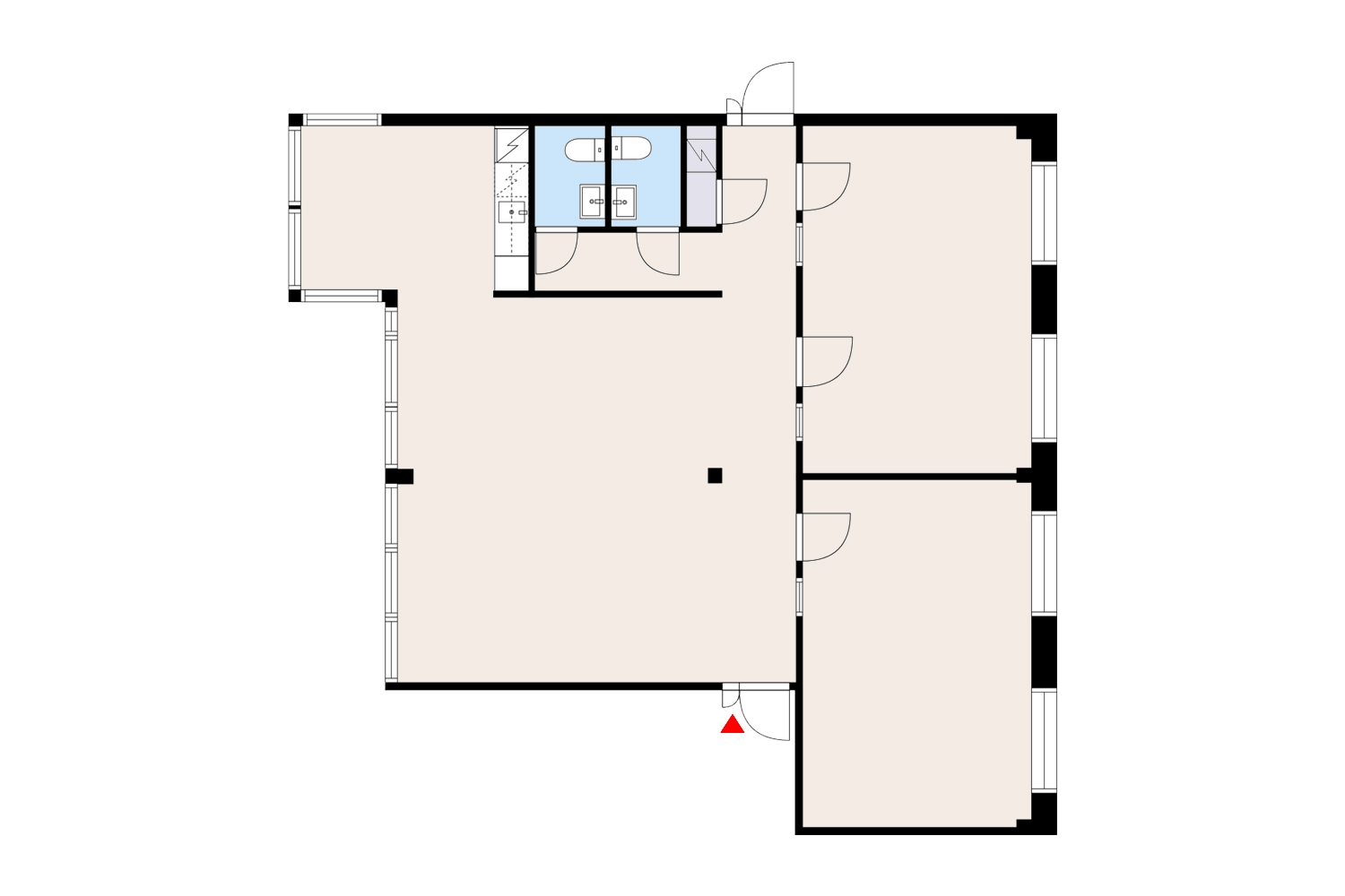 Ansatie 6, Vantaa, 1. kerroksen 132,5 m2 toimitilan pohjakuva.