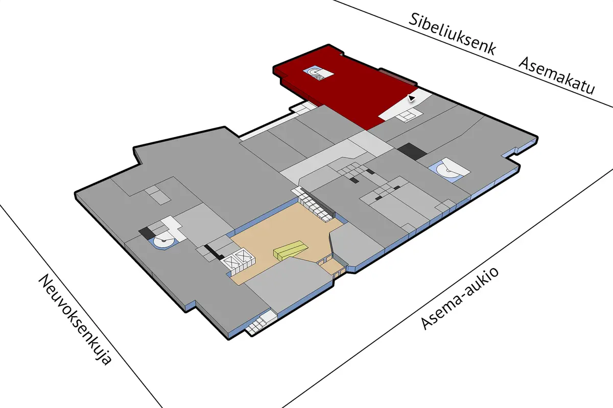 Planritning över lokalerna på Asemakatu 4, Järvenpää (keskusta)