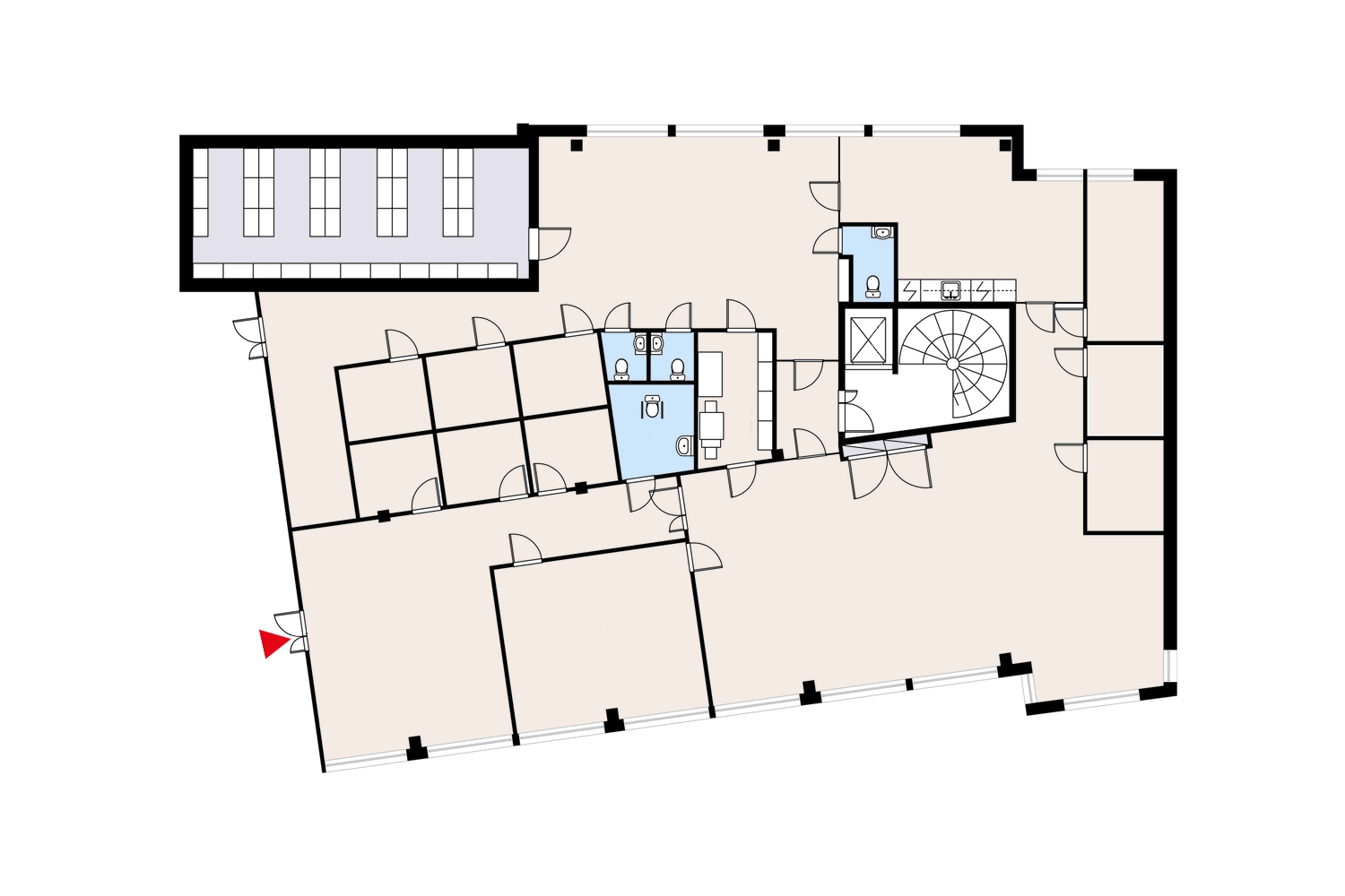 Asemakatu 4, Ju00e4rvenpu00e4u00e4, 1. kerroksen 387 m2 toimitilan pohjakuva.