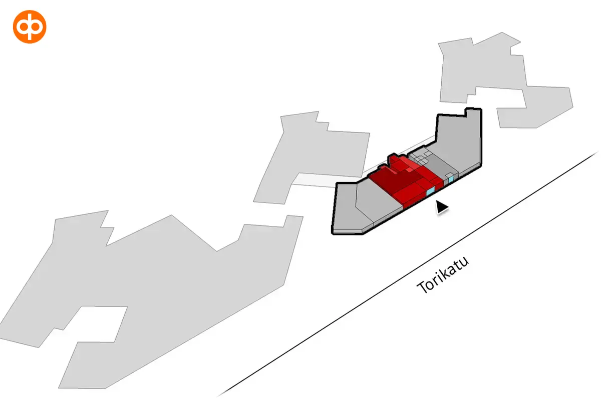 Kouvolan Torikatu 4, katutason 312 m2 toimitilan sijaintikuva. 