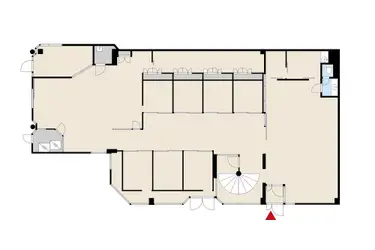 Floor plan of the 654 m2 premises on the 1st floor of Malmin Kauppatie 18, Helsinki. 