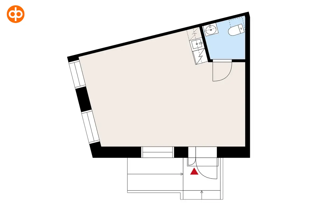 Vanainkatu 4, Hämeenlinna, katutason 36,5 m² liiketilan pohjakuva.