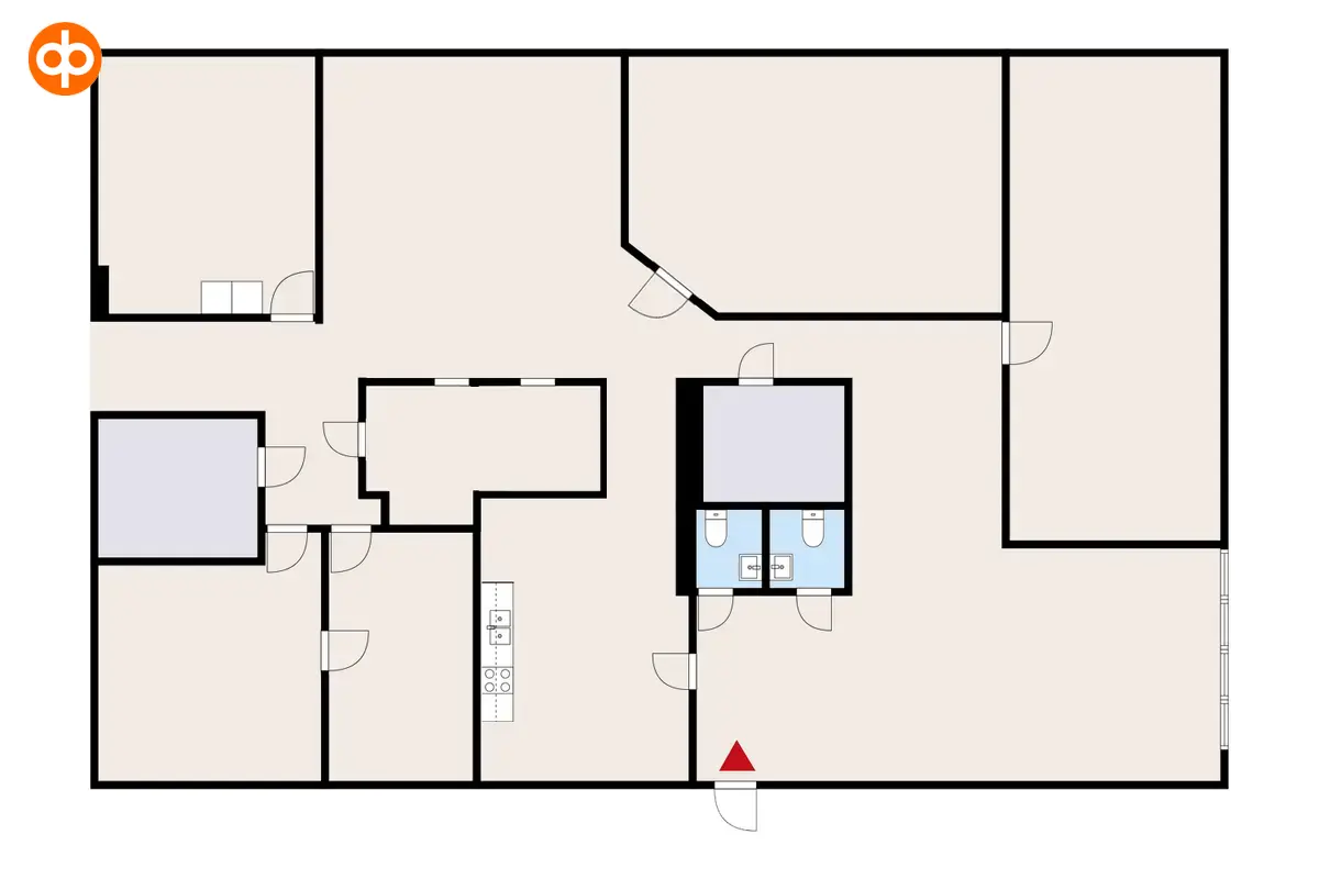 Lauttakylänkatu 4, Huittinen. Floor plan of the 322,5 m² office space on the 2nd floor. 