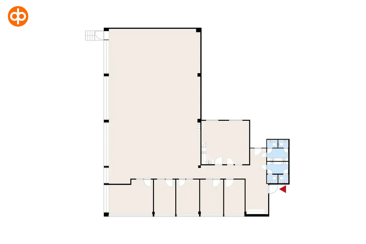Floor plan of 404 m2 office space on the 2nd floor of Silvastintie 1, Vantaa