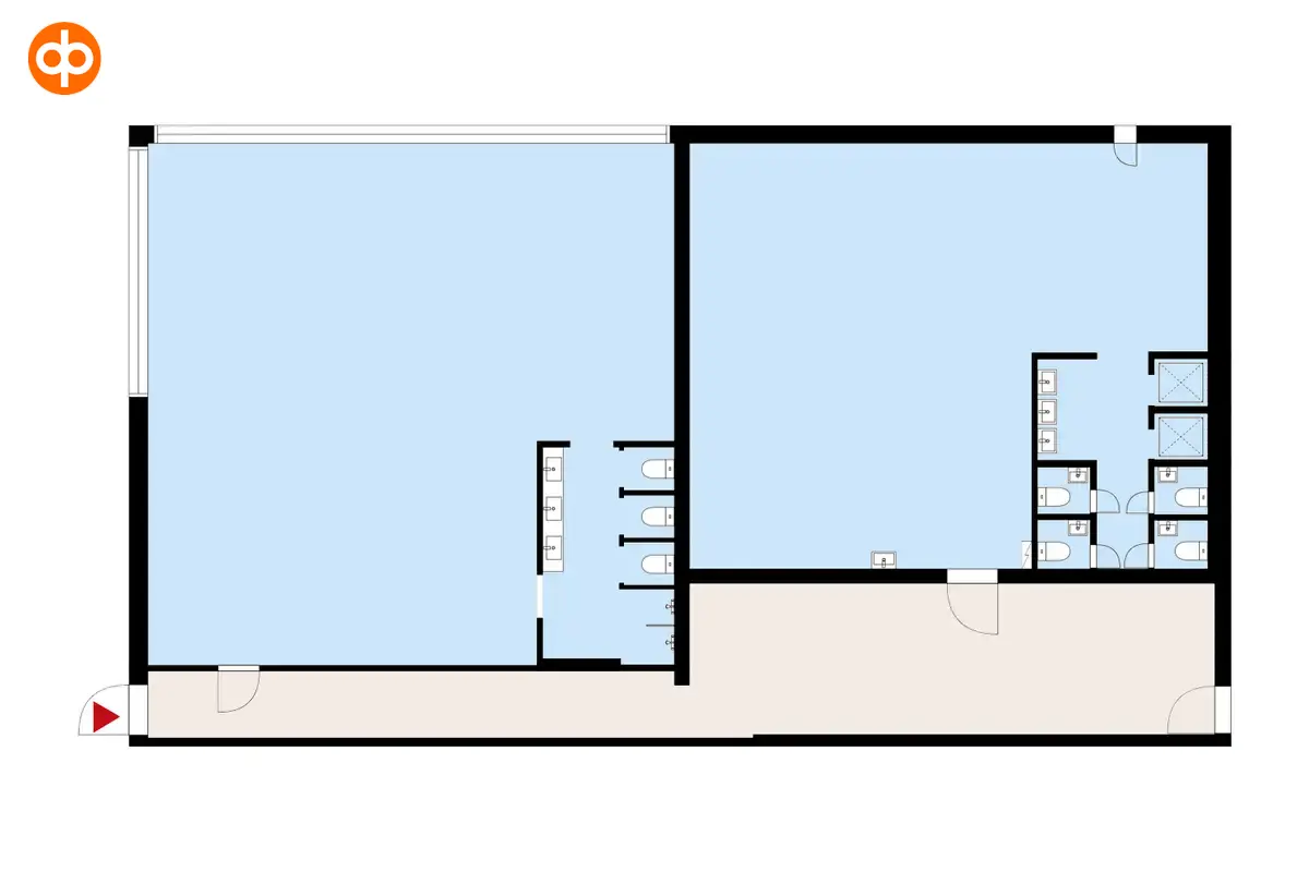 Silvastintie 1, Vantaa. Floor plan of the 305 m2 social space on the mezzanine floor.