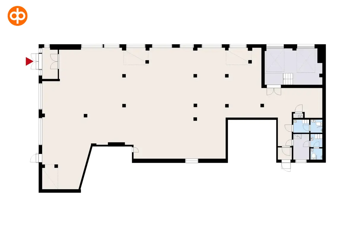 Satamakatu 13 a, Kuopio. Street level 510 m² retail premises floor plan. 