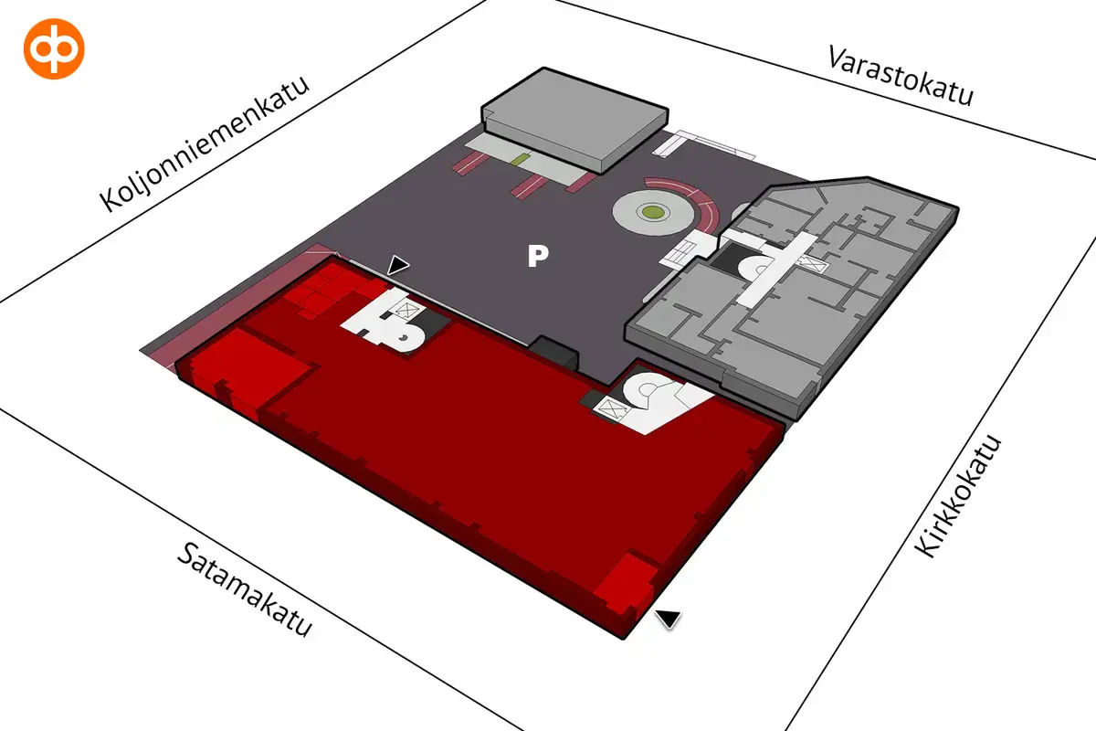 Kuopion Satamakatu 13 a, street level 510 m² premises location image. 