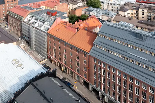 Kuva toimitilan julkisivusta osoitteessa Kalevankatu 28, Helsinki (Kamppi)